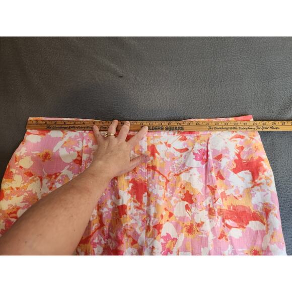 ASOS DESIGN CURVE Floral Print Size 22 Linen Blend Shorts Pockets Pink White NWT - Picture 4 of 8